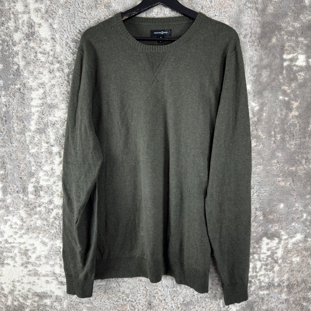 Treasure & Bond Size XL Cotton Cashmere Pullover Sweater Green Long Sleeve Men